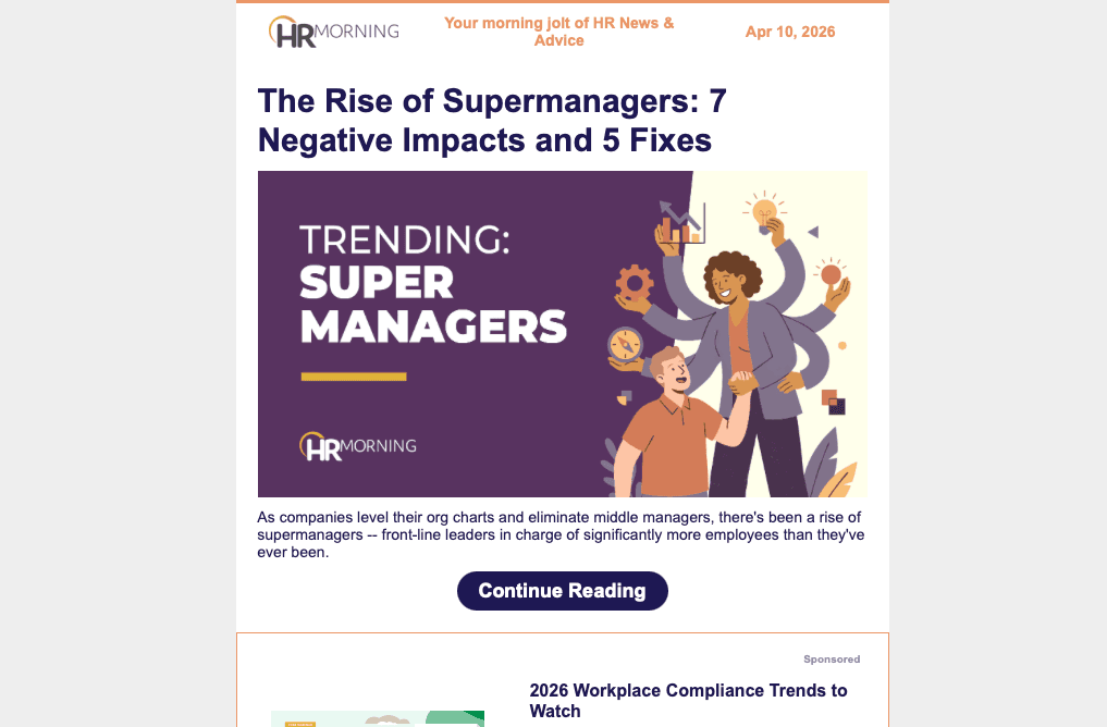 HRMorning daily newsletter — content trusted by 297,000+ HR professionals