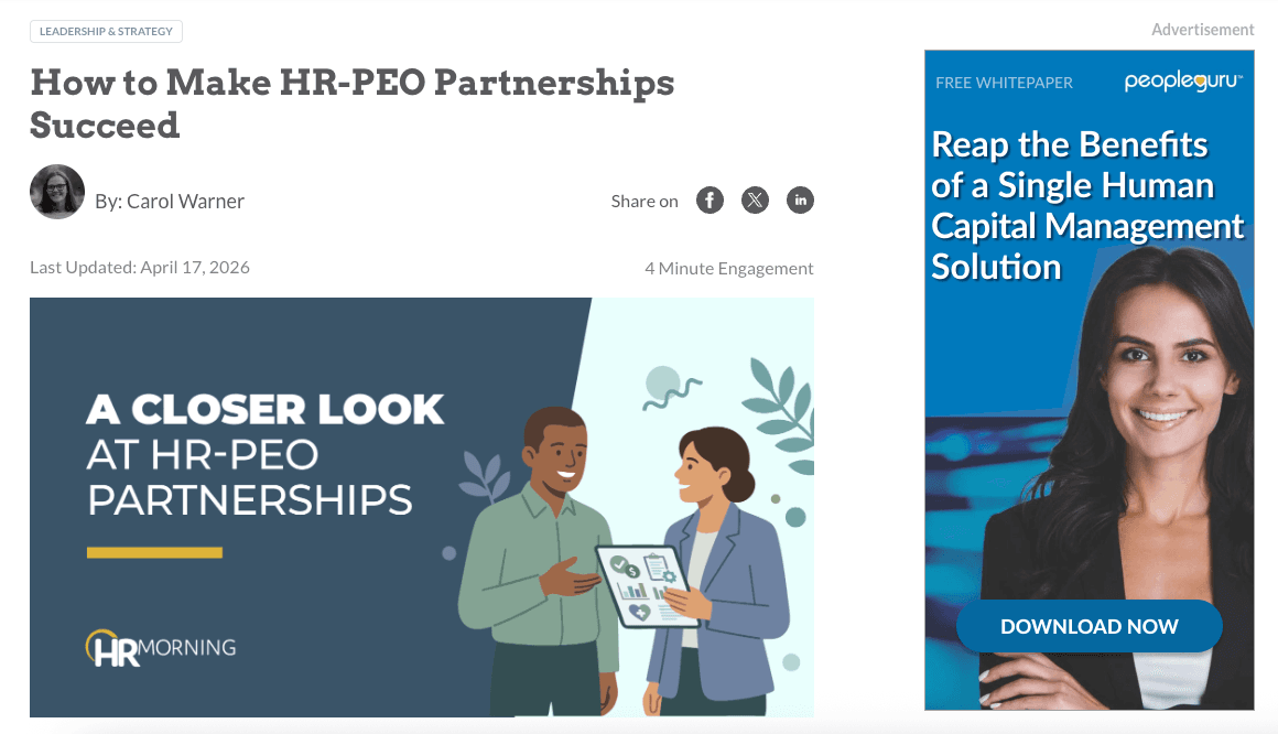 Native content placement example on HRMorning